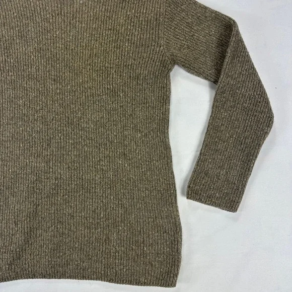 Agnès b. Wool Mock Neck Ribbed Sweater Brown Chunky Knit Pullover Size 1